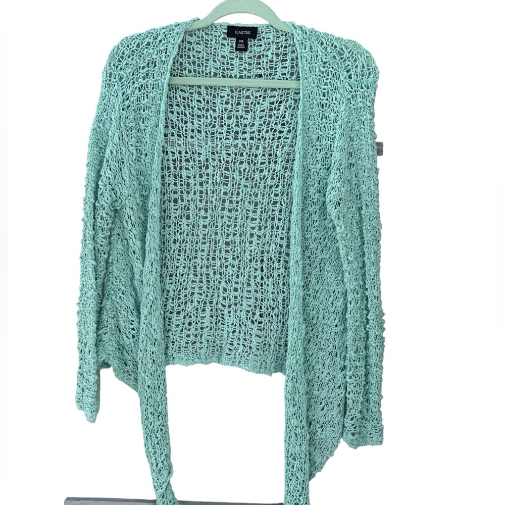 Kaktus Light Spring Green Open Weave Cardigan- L/XL- Light Covering